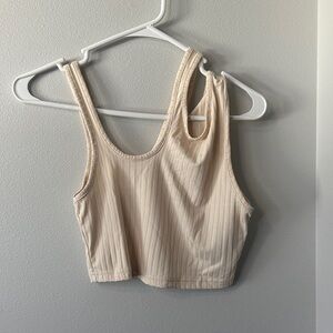 SHEIN Cream Ribbed Crop Top